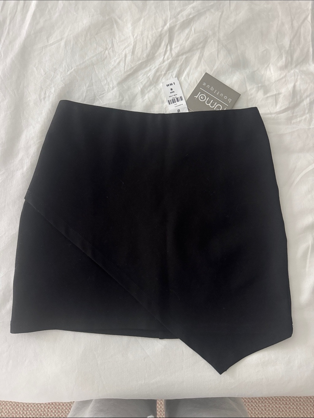 Black Asymmetric Wrap Skirt
